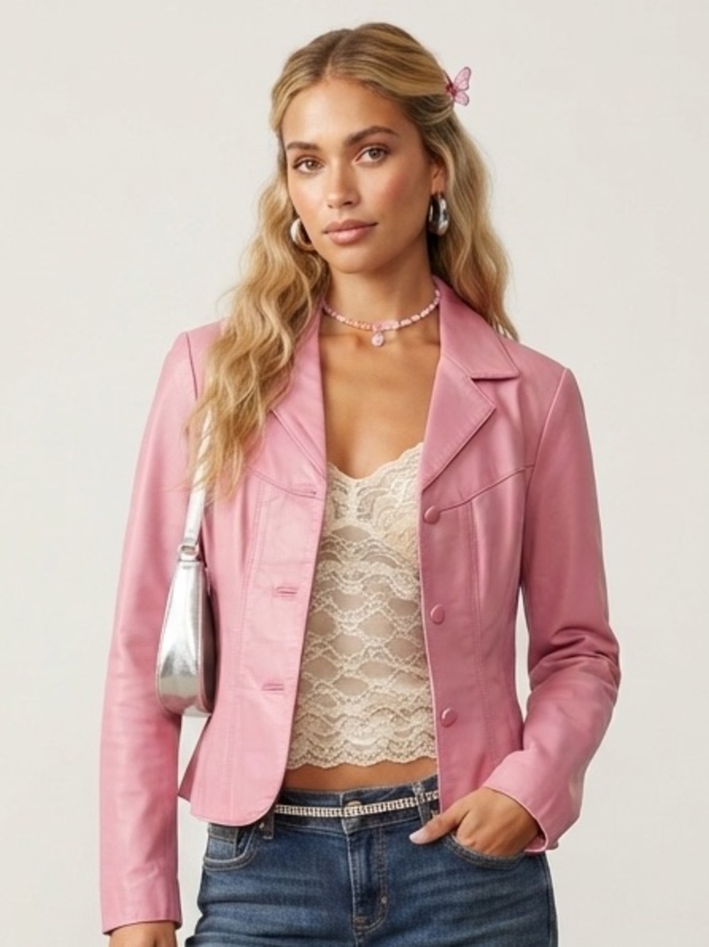 Vintage Wilsons Leather “Rose Pink” Y2K Retrofitted Jacket Small‎ EUC